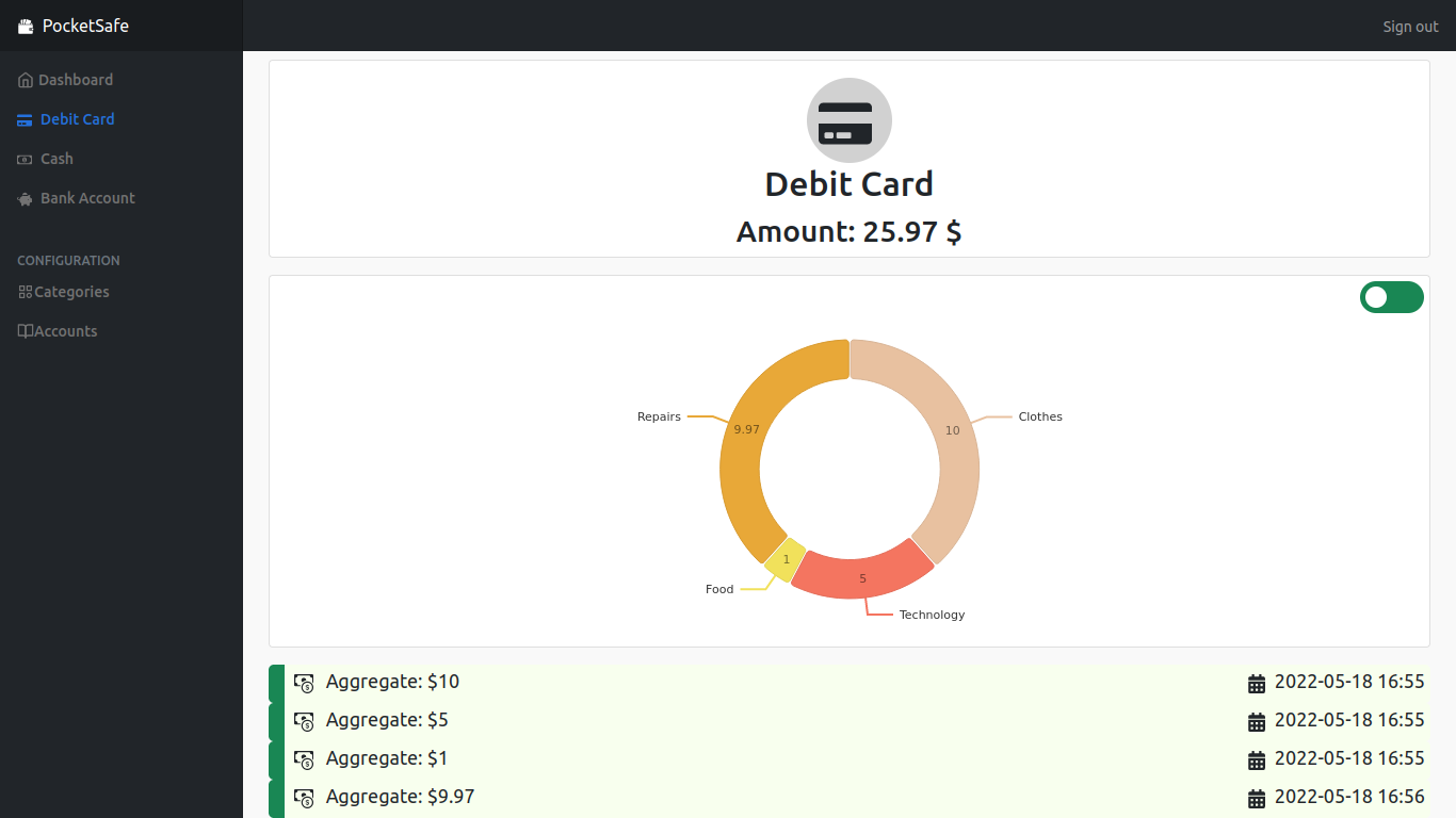 PocketSafe web application for secure password and data storage